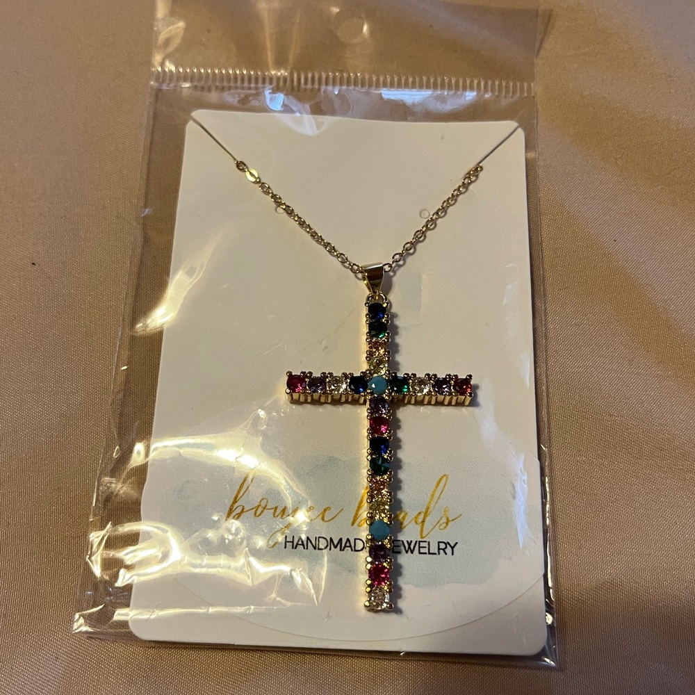 Handmade Multicolor Cross Necklace